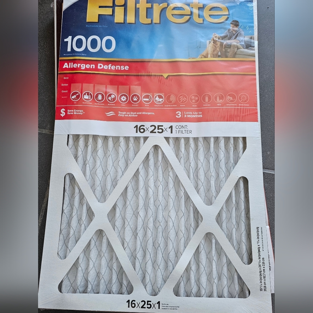 1000 Allergen Defense Air Filter - White 16x25x1